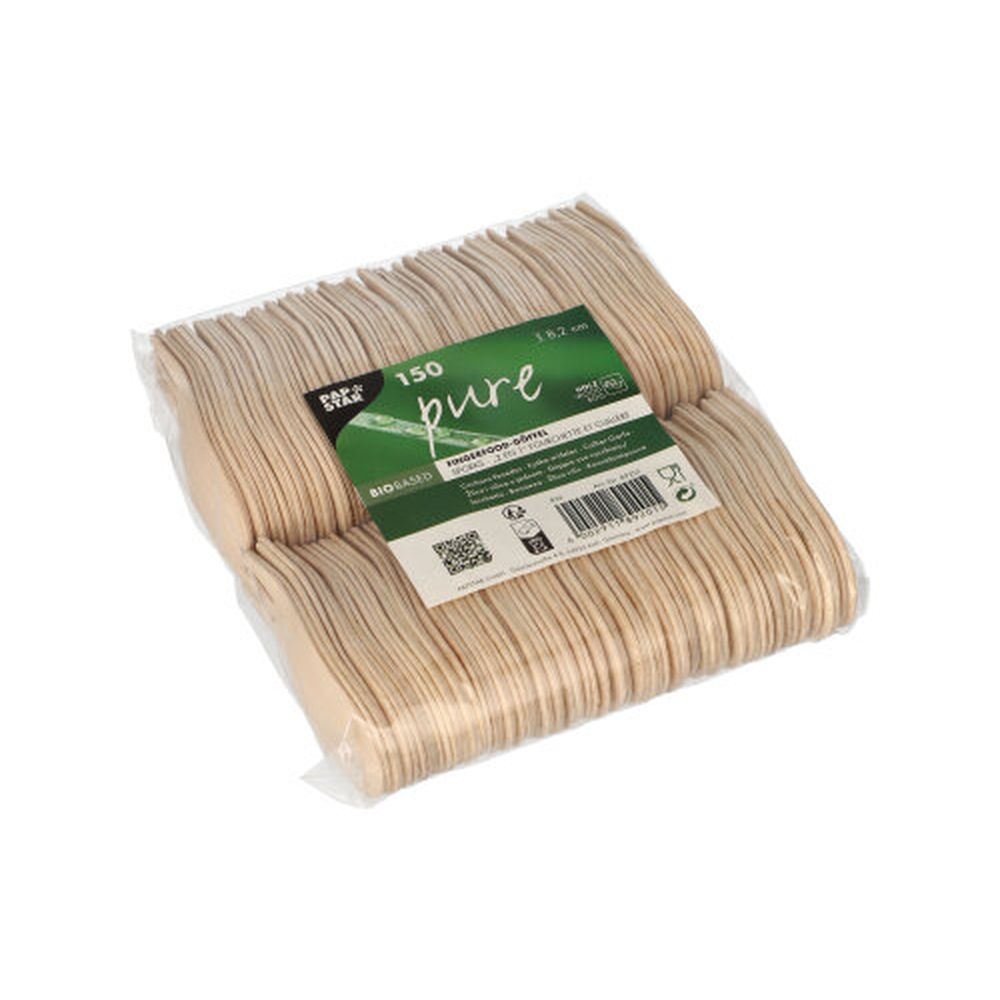 Papstar Fingerfood - Göffel, Holz "pure" 8,2 cm