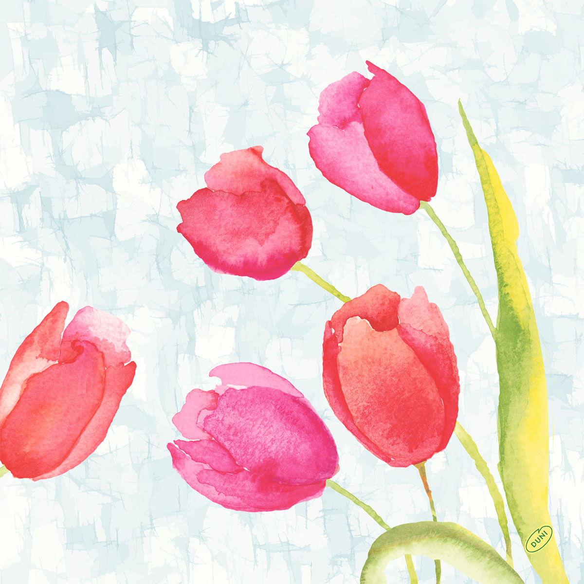 Duni Motiv-Klassikservietten 40 X 40 cm, 4-lagig geprägt, 1/4-Falz Painted Tulip