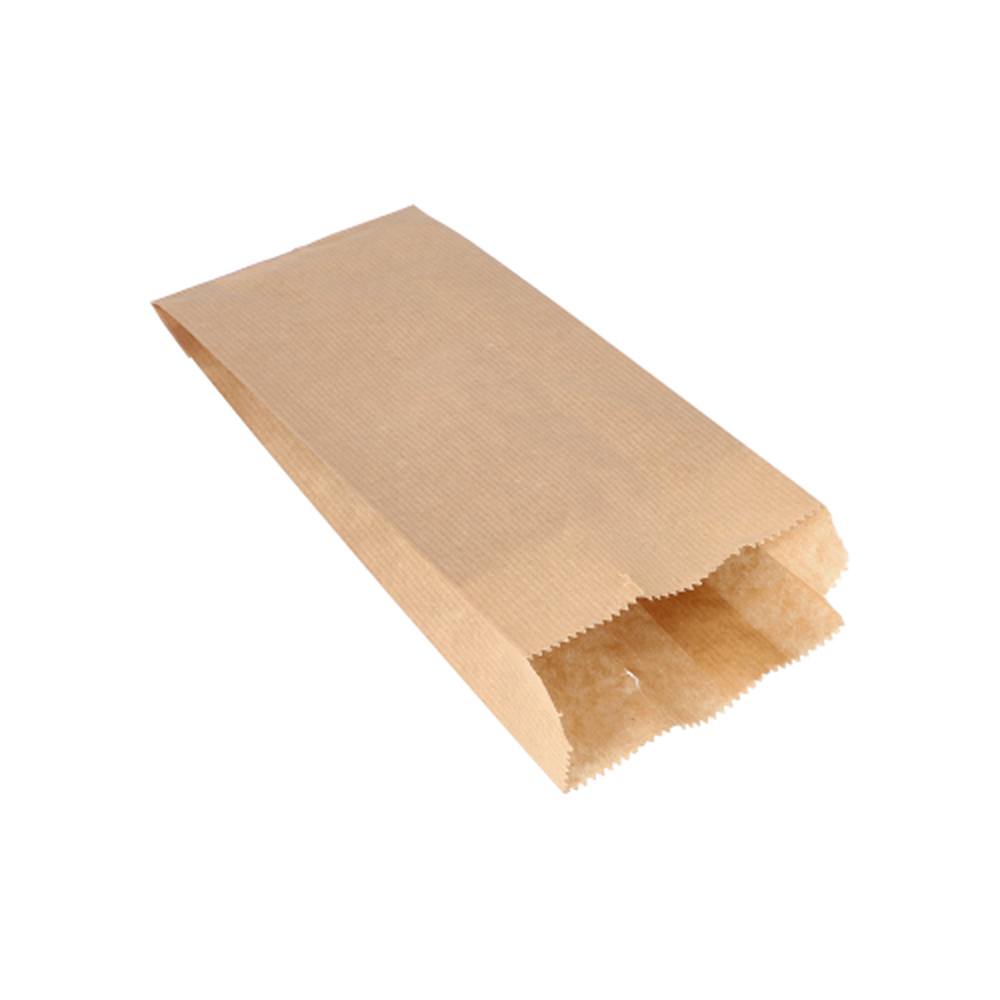 PAPSTAR Papierfaltenbeutel gefädelt Kraftpapier 24 cm x 10 cm x 5 cm braun