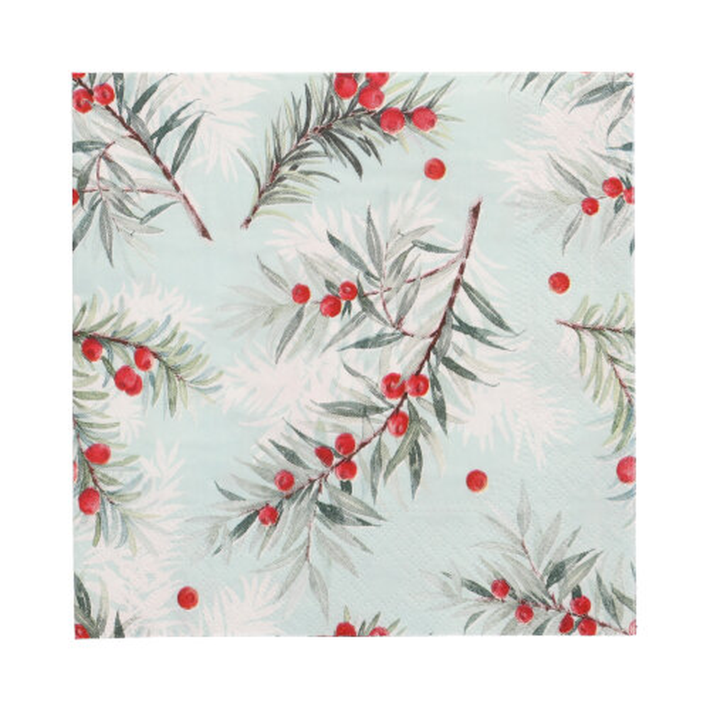 Papstar Servietten, 3-lagig 1/4-Falz 33 cm x 33 cm "Yew Branches"