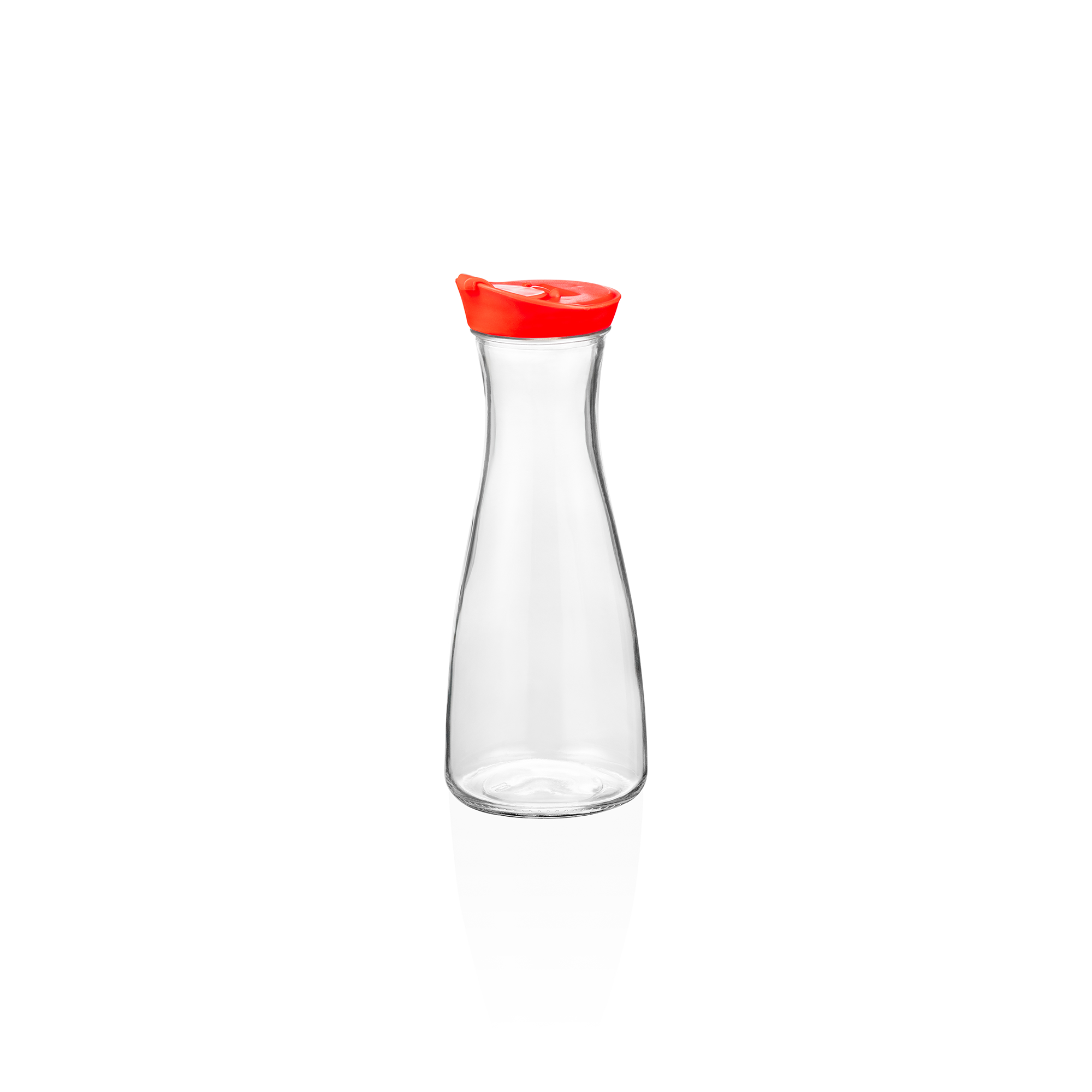 WAS Karaffe mit rotem Deckel, 1,0 ltr., Ø 10 cm, Kunststoff, Glas
