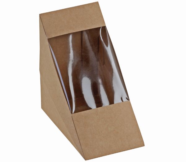Pacovis Sandwich-Verpackung Kraft/PLA, m. Fenster 125x72