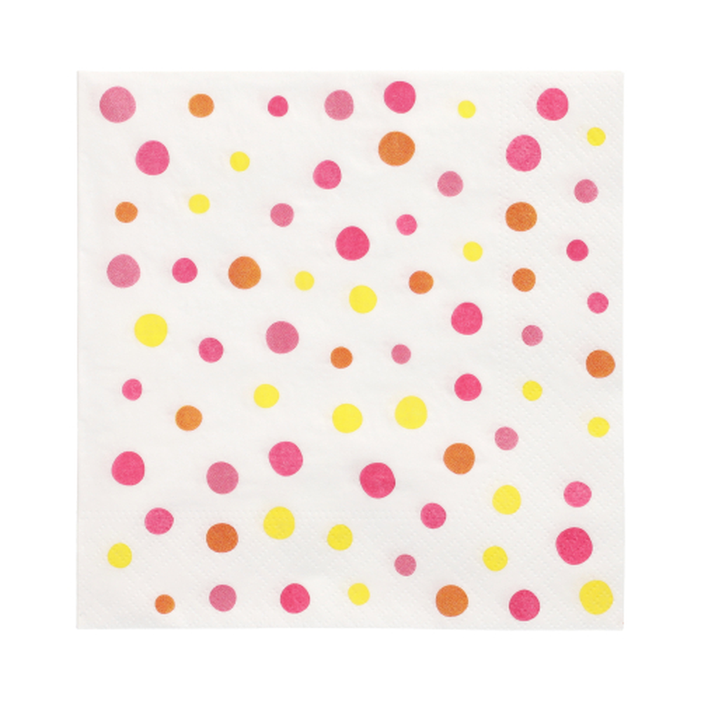 Papstar Servietten, 3-lagig 1/4-Falz 33 cm x 33 cm pink "Colourful Dots"