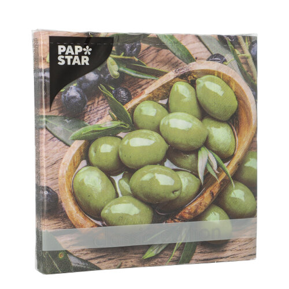 Papstar Servietten, 3-lagig 1/4-Falz 33 cm x 33 cm "Olive Flavour"