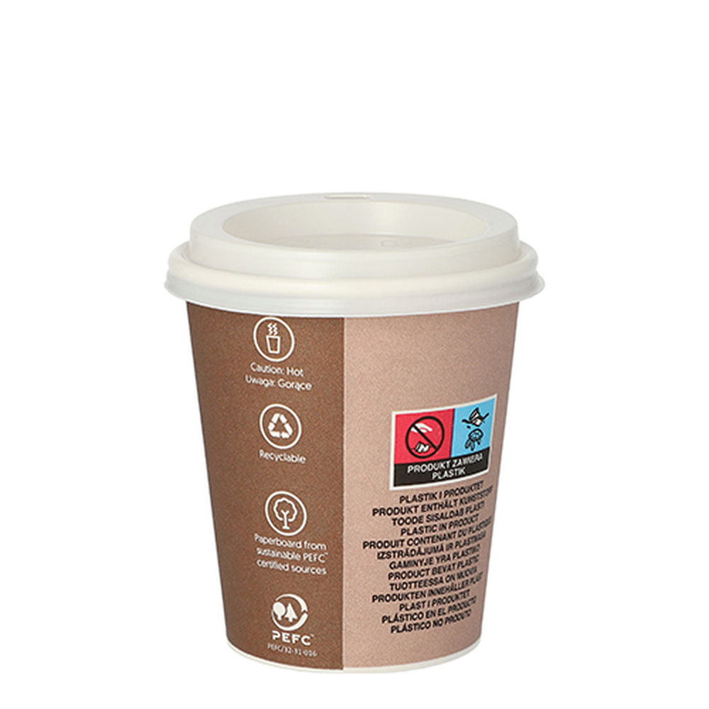 Papstar Trinkbecher, Pappe mit Deckel, PS "To Go" 0,2 l Ø 8 cm · 9,1 cm