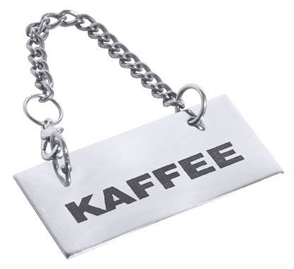 Contacto Schild für Kannen: Kaffee 5 x 2,5 cm mit Kette