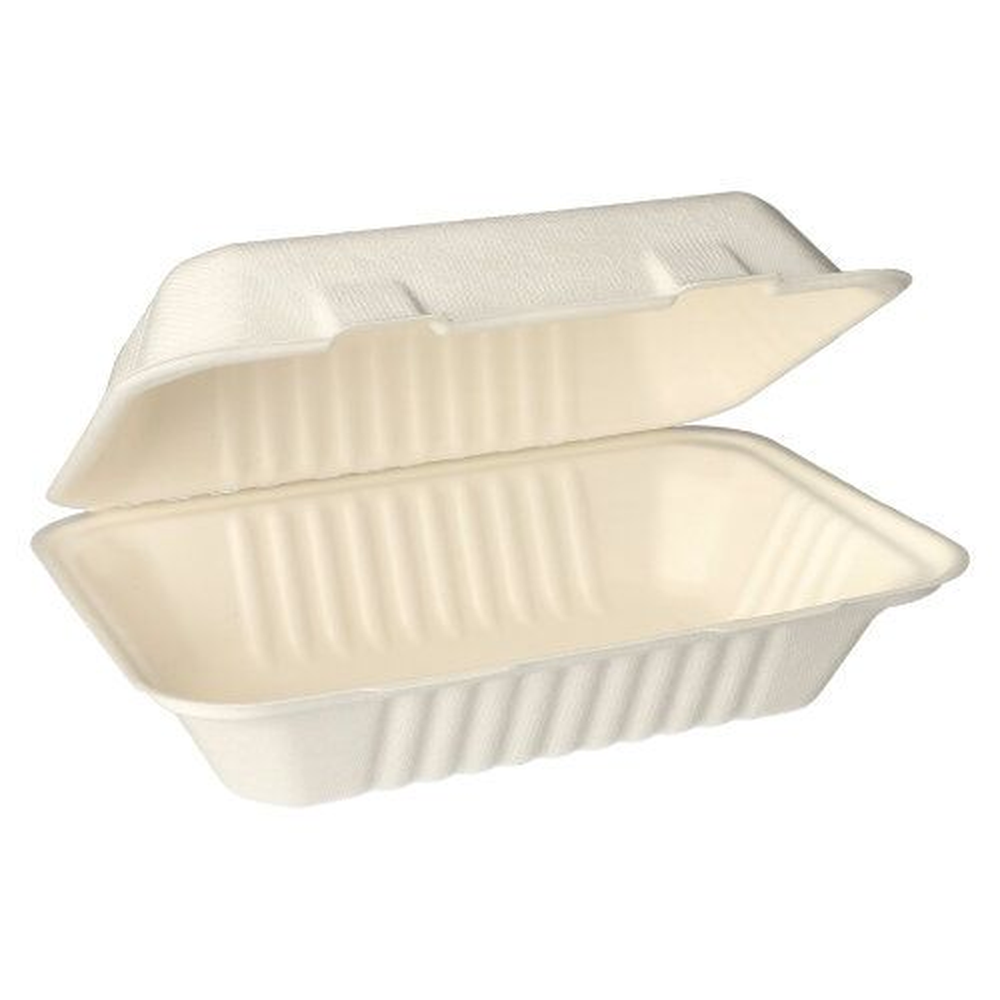 Papstar Menüboxen, Zuckerrohr ungeteilt 7,9 cm x 23 cm x 15,5 cm weiss