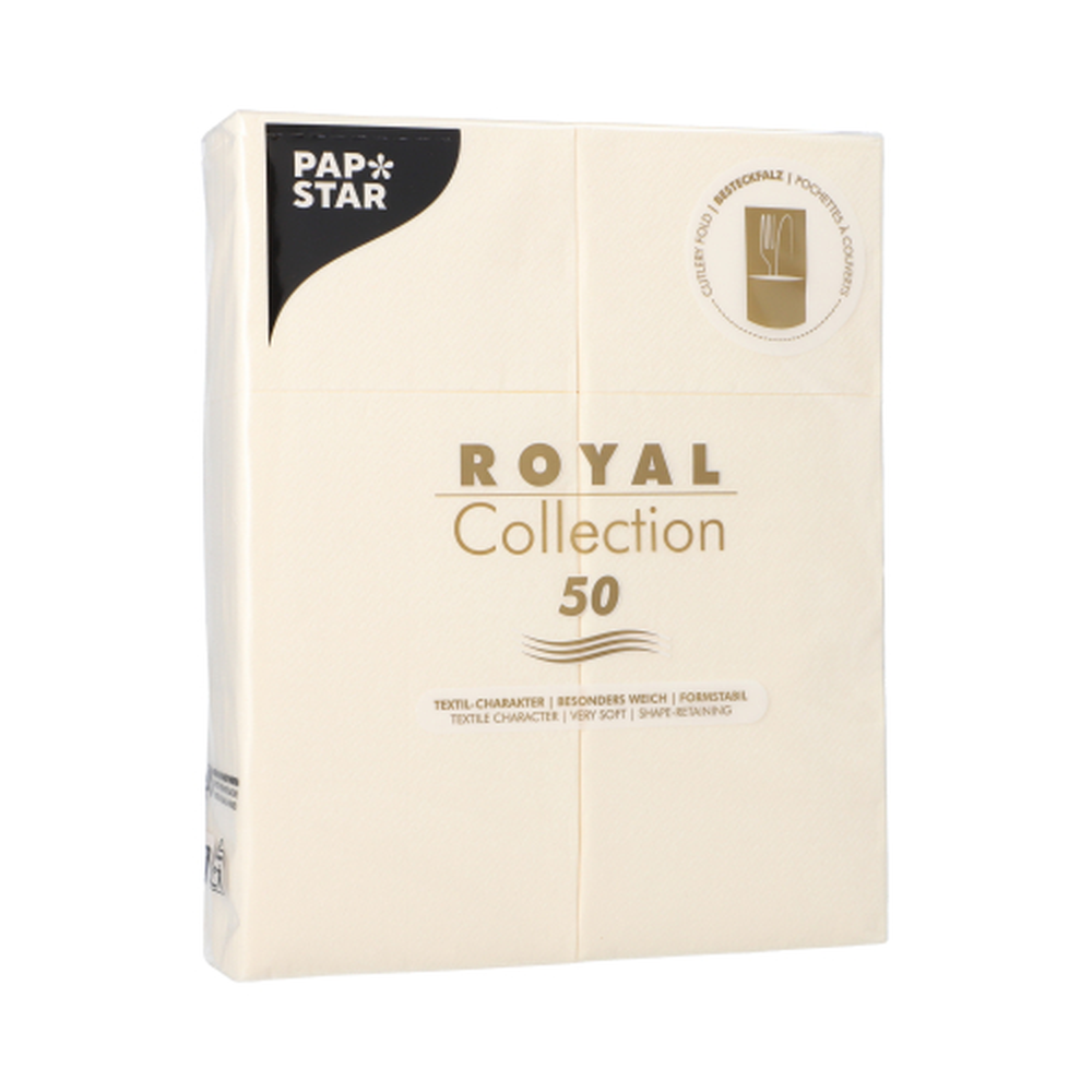 Papstar Servietten "ROYAL Collection" 40 cm x 30 cm champagner mit Besteckfalz
