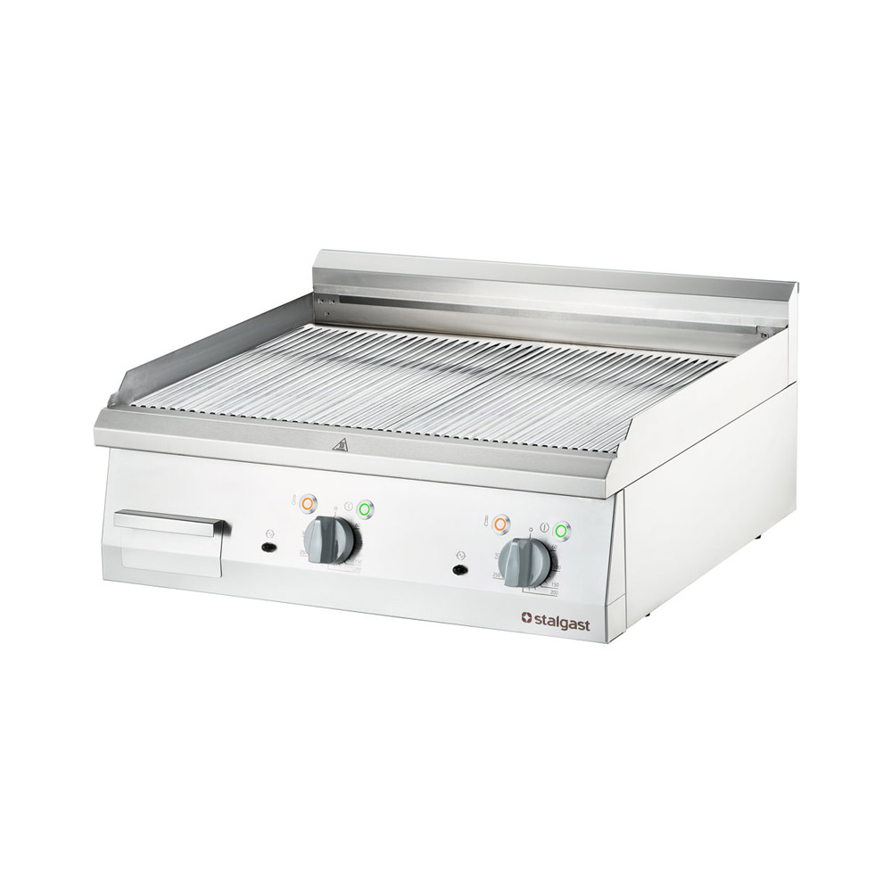 Stalgast Verchromte Elektro-Griddleplatte als Tischgerät, 800x700 mm, gerillte G
