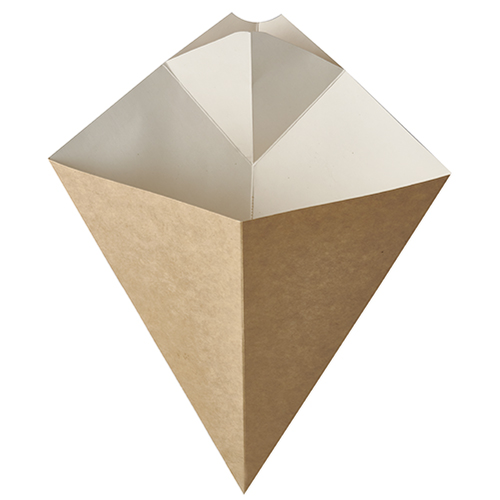 PAPSTAR Pommes-Frites-Spitztüten mit Dip-Ecke, Pappe pure 27 cm x 21,5 cm b