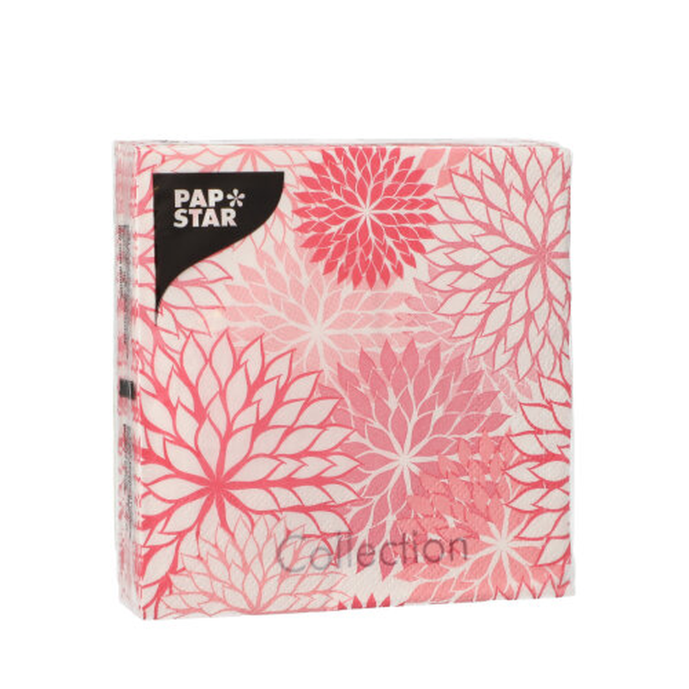 Papstar Servietten, 3-lagig 1/4-Falz 25 cm x 25 cm rosa "Floralies"