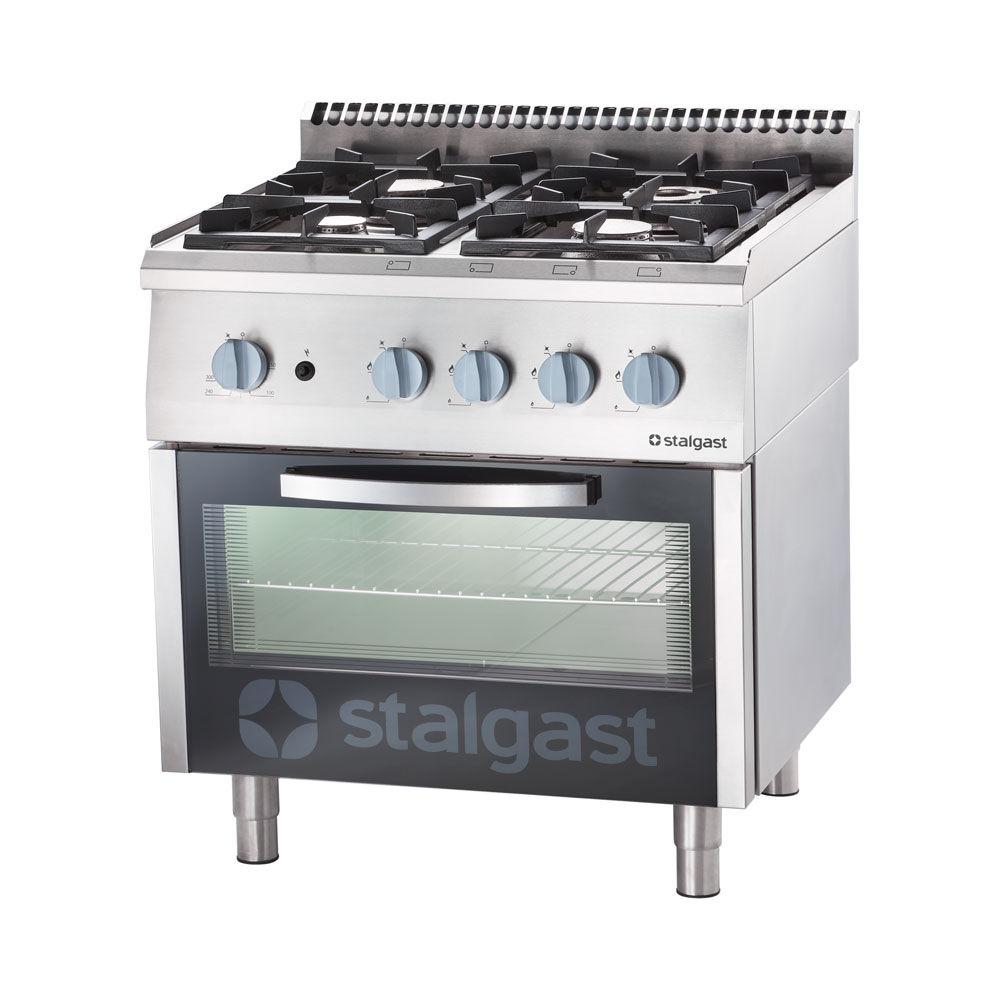Stalgast Gasherd 4 Brenner mit Gasbackofen (GN 2/1) Serie 700 ND - G20, 4-Brenne