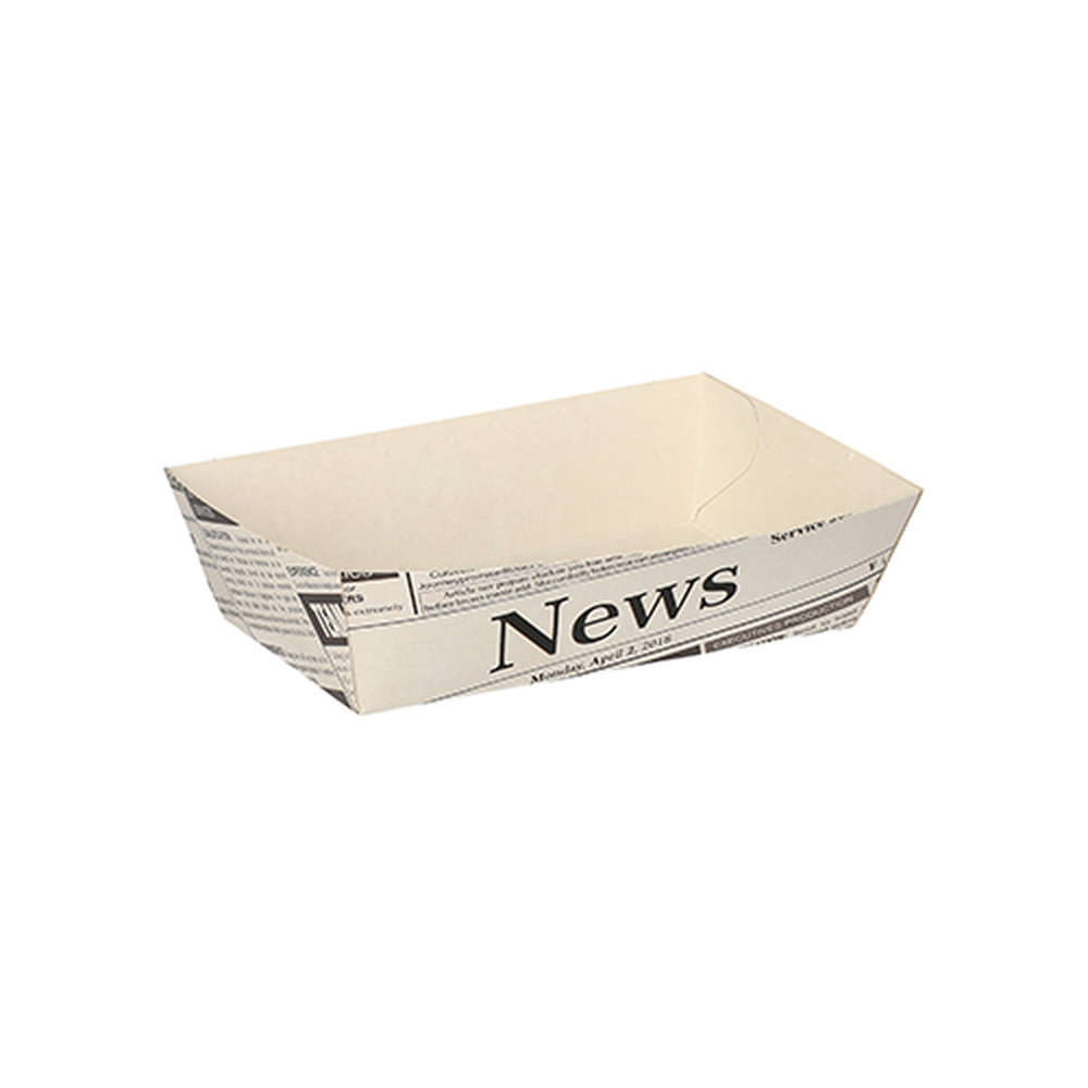 Papstar Pommes-Frites-Trays 3,5 cm x 7 cm x 12 cm weiss "Newsprint"