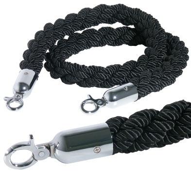 Contacto Abgrenzungsseil, schwarz 150cm mit verchromter Öse,