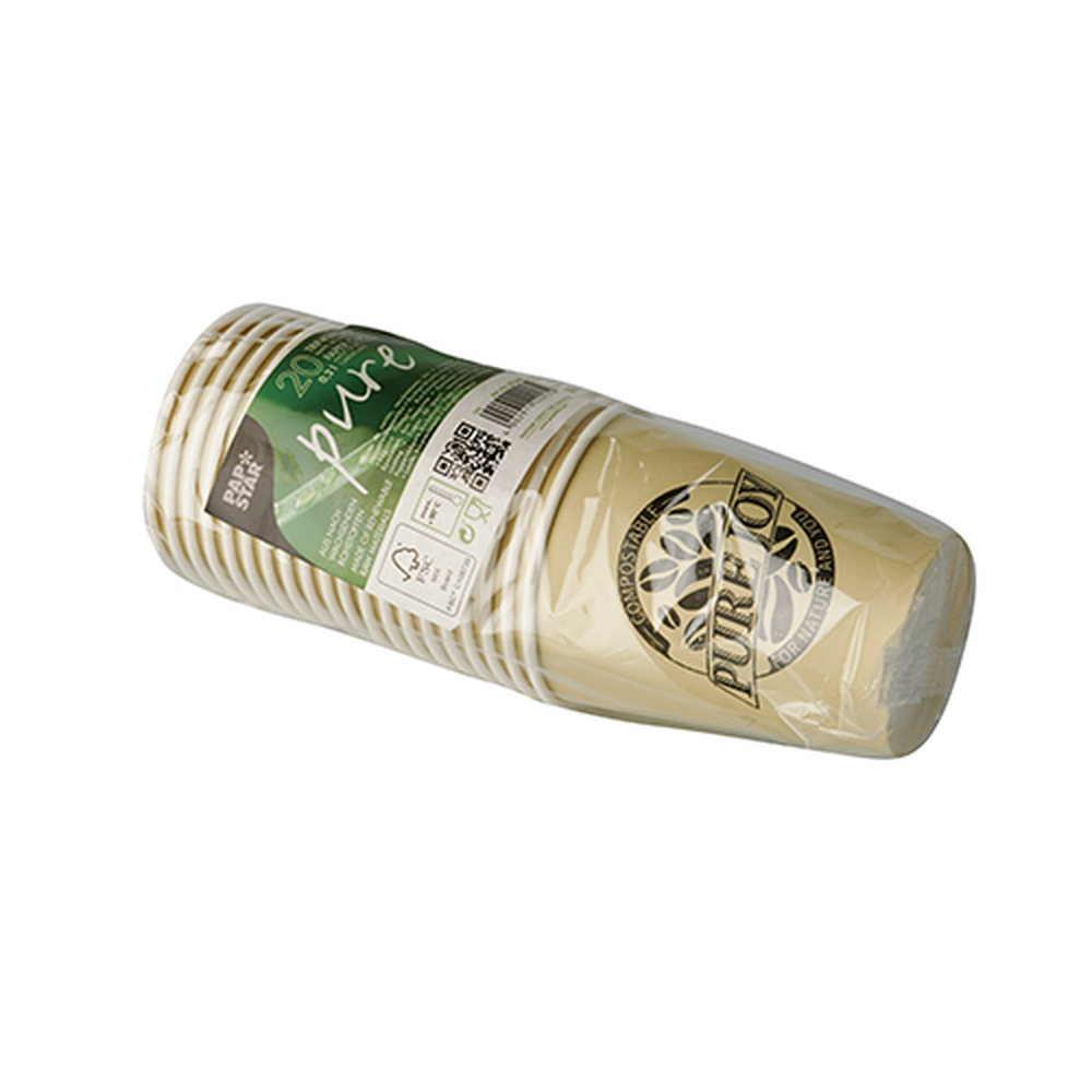 Papstar Trinkbecher, Pappe 0,2 l Ø 8 cm · 9,2 cm creme "Pure Joy"