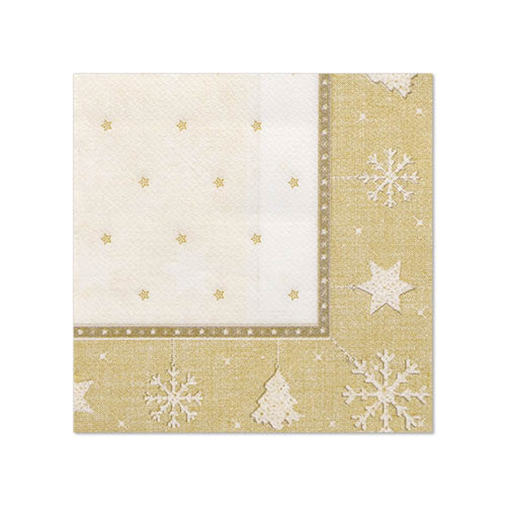Papstar Servietten "ROYAL Collection" 1/4-Falz 25 cm x 25 cm gold "X-Mas"