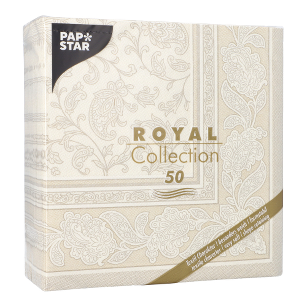 PAPSTAR Servietten ROYAL Collection 1/4-Falz 40 cm x 40 cm champagner Orn