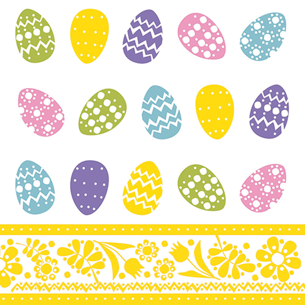 Papstar Servietten, 3-lagig 1/4-Falz 33 cm x 33 cm "Coloured Eggs"