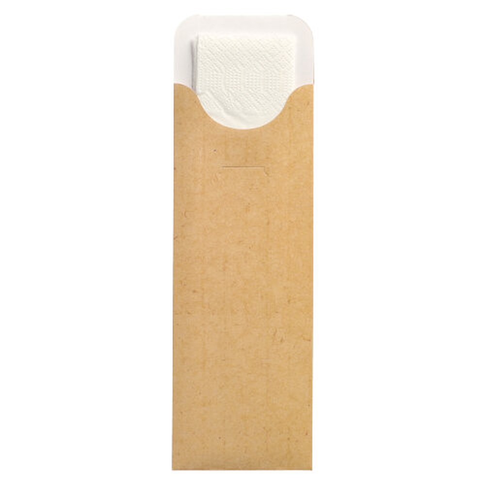 PAPSTAR Bestecktaschen 23,5 cm x 7,3 cm natur inkl. weißer Serviette 40 x 40