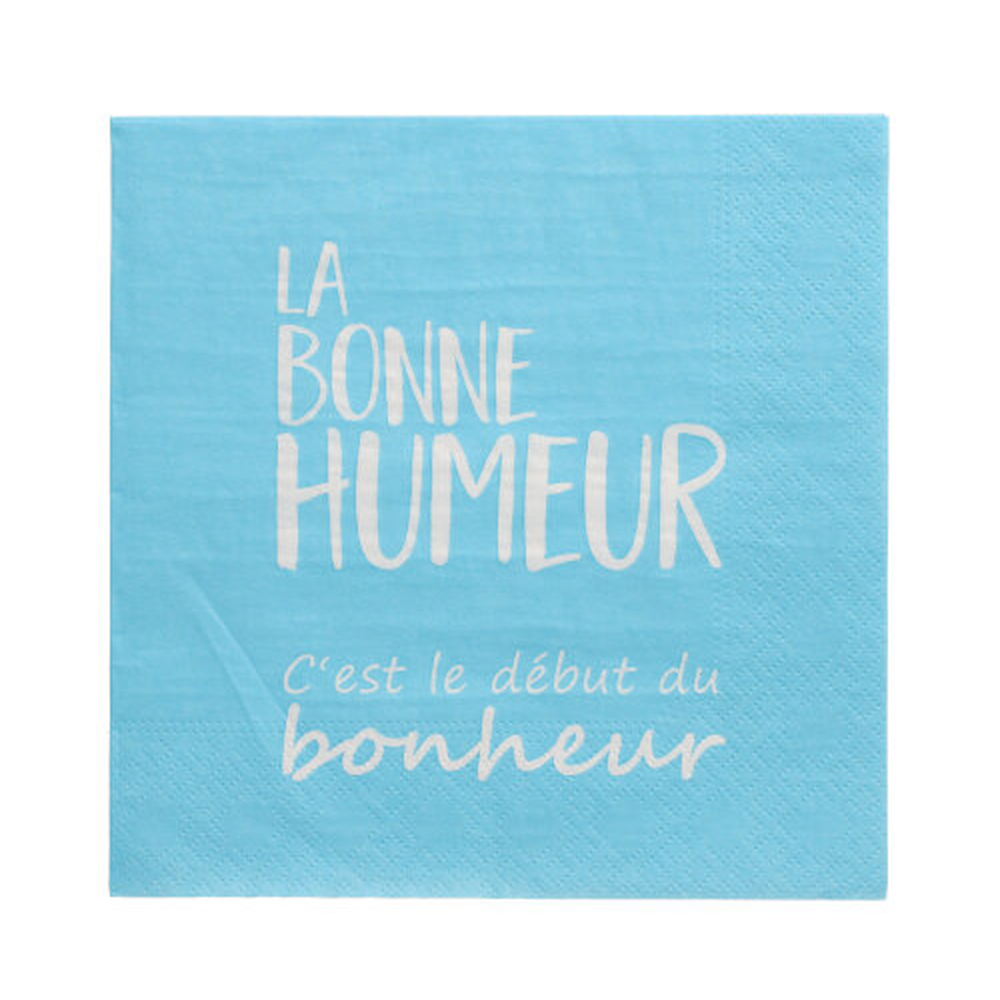 Papstar Servietten, 3-lagig 1/4-Falz 33 cm x 33 cm blau "La Bonne Humeur"
