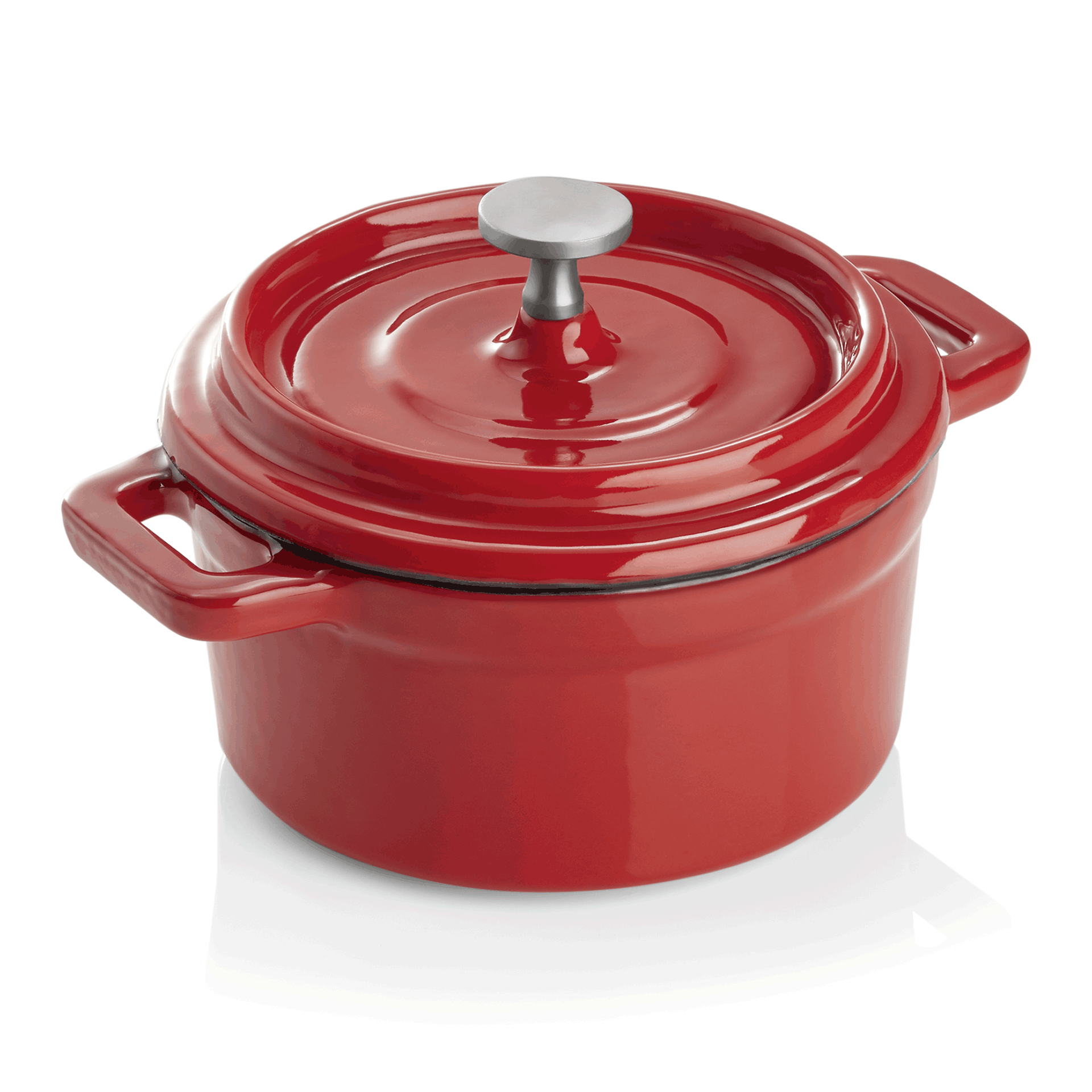 WAS Cocotte, Ø 10 cm, Höhe 6,5 cm, rot, Gusseisen, Edelstahl, emailliert