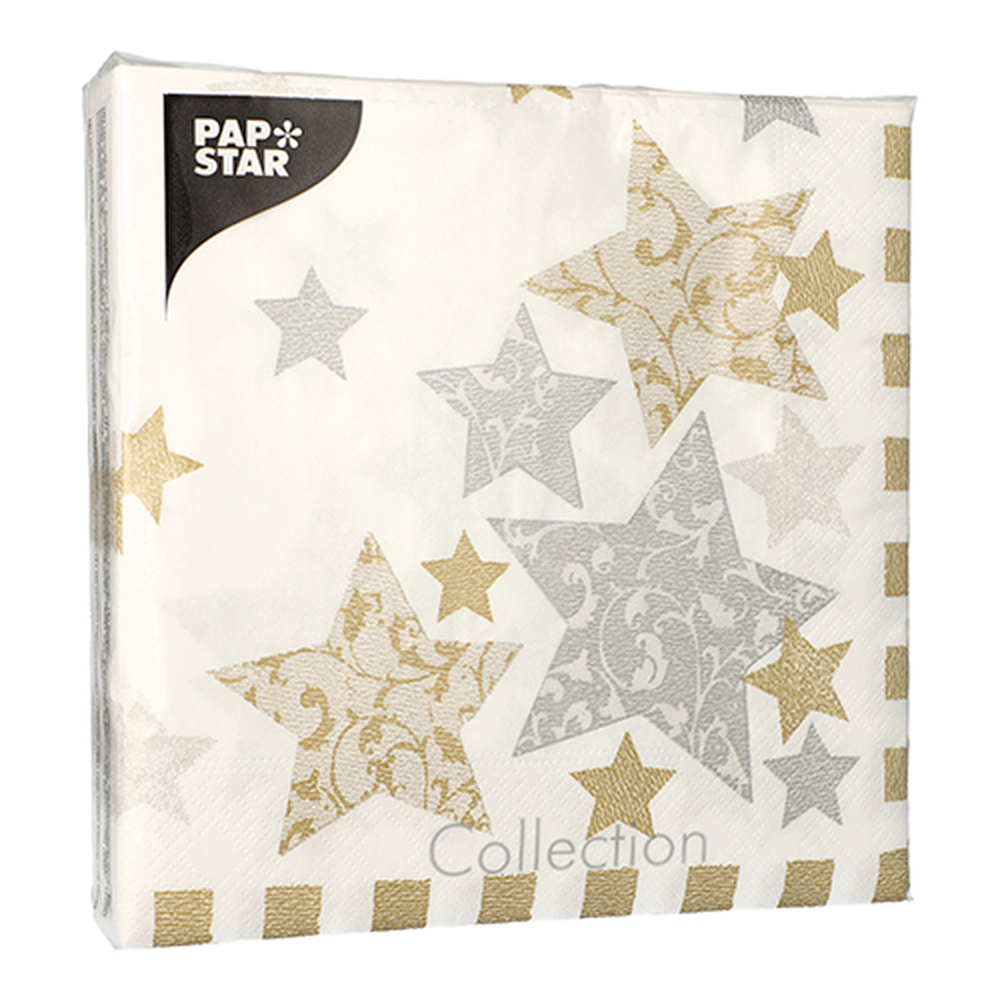 Papstar Servietten, 3-lagig 1/4-Falz 40 cm x 40 cm "Stardust"