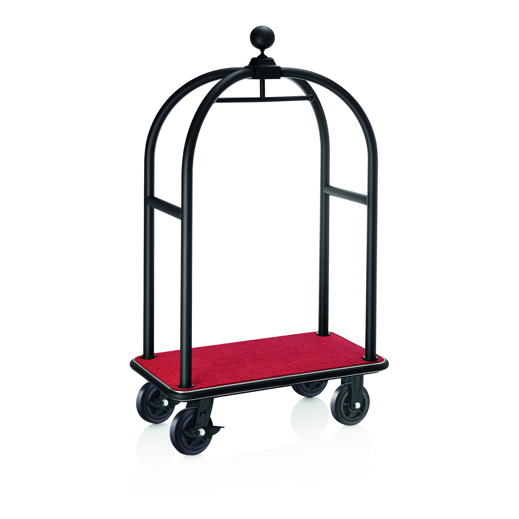 WAS Gepäckwagen DRIFT, 112 x 60 x 190 cm, schwarz, roter Teppich, chromnickelsta