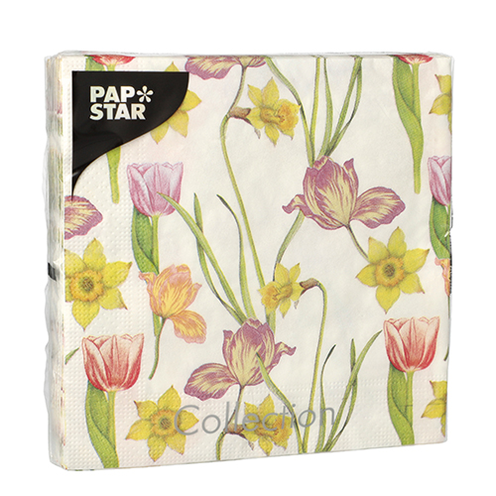 Papstar Servietten, 3-lagig 1/4-Falz 33 cm x 33 cm "Varblommor"