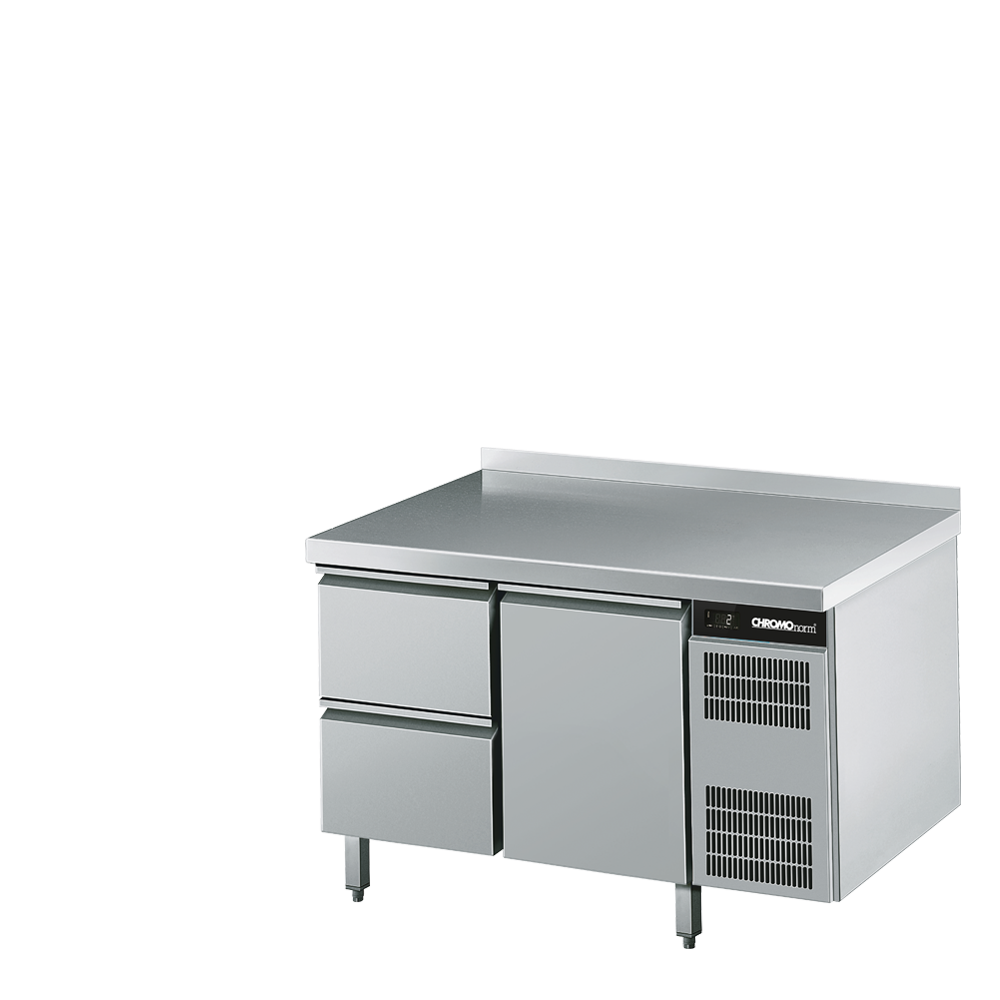 Chromonorm Kühltisch GN 1/1, 2 TürZüge 1/2, 1 Tür - 1250x700x850 mm