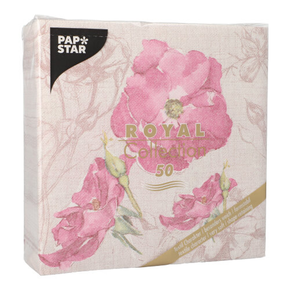 Papstar Servietten "ROYAL Collection" 1/4-Falz 40 cm x 40 cm lila "Blossom"