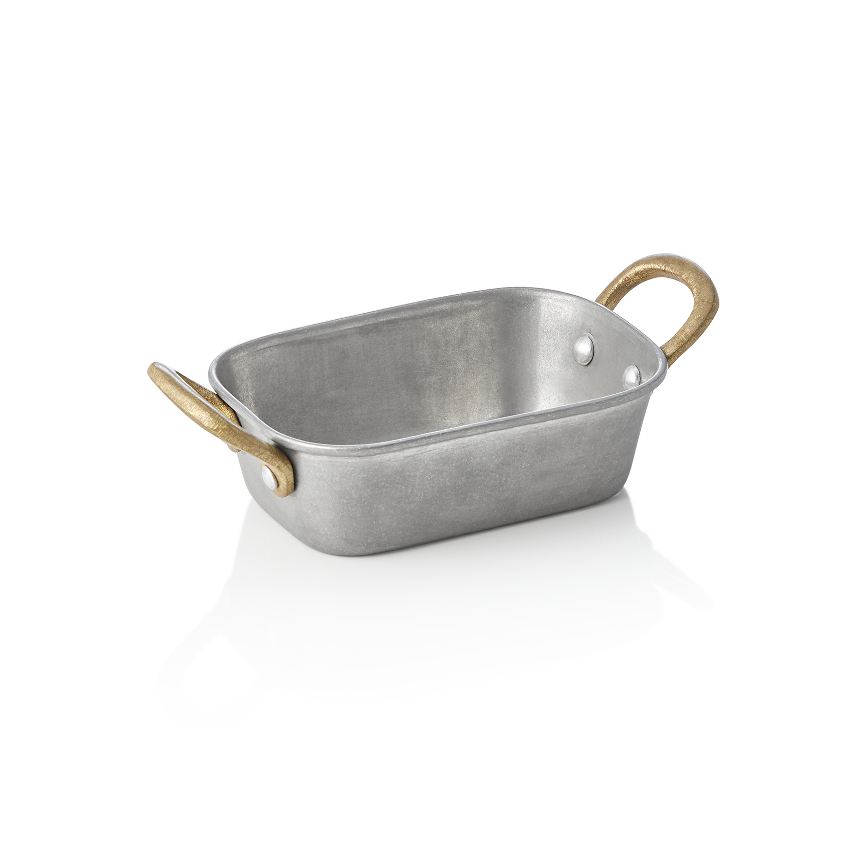 WAS Servierpfanne STEEL & STYLE VINTAGE mit 2 Messinggriffen, 13 x 8,5 x 3,5 cm,