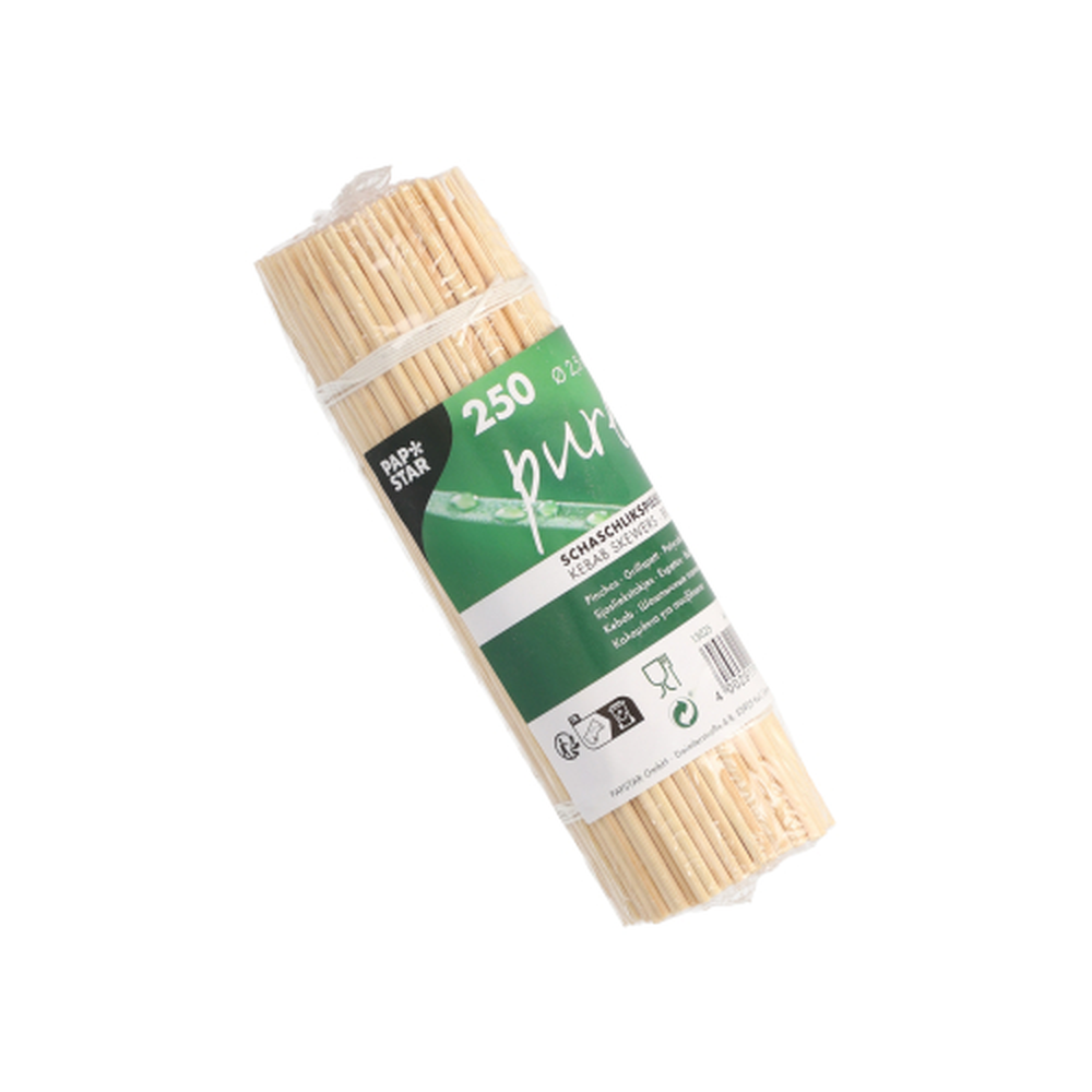 Papstar Schaschlikspieße, Bambus "pure" Ø 2,5 mm · 15 cm