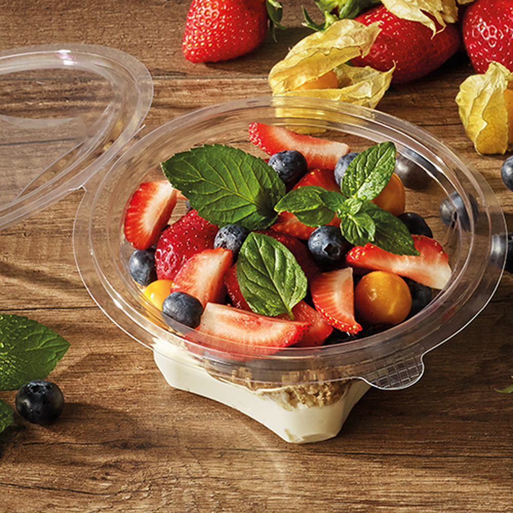 PAPSTAR Feinkost- und Salatschalen mit Klappdeckel, R-PET rund 1000 ml Ø 18,5