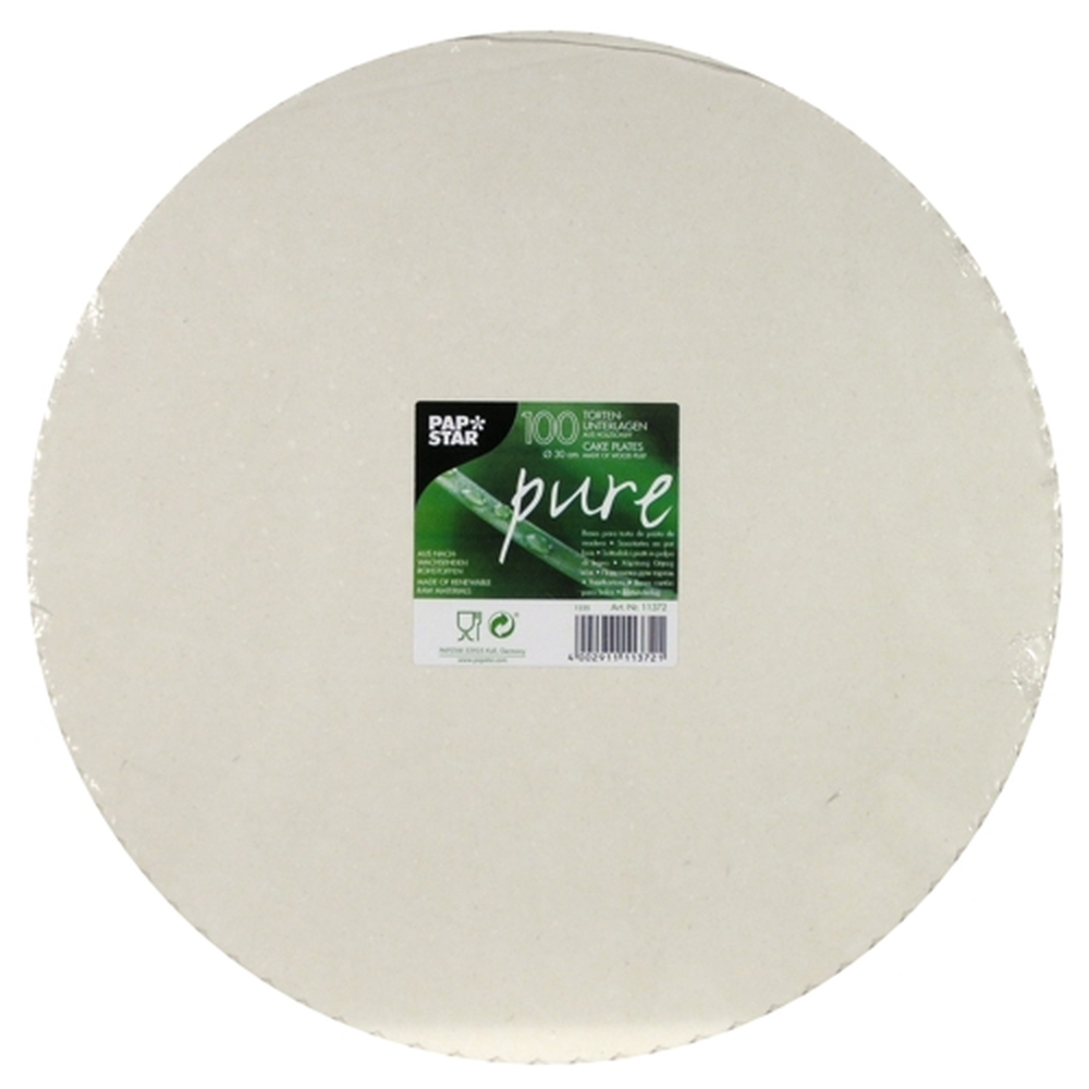 Papstar Tortenunterlagen, Pappe "pure" rund Ø 30 cm weiss mit gezacktem Rand