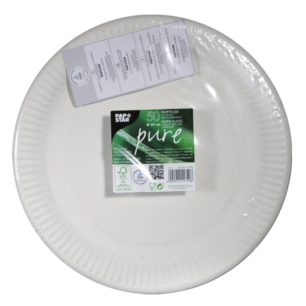 Papstar Teller, Pappe "pure" rund Ø 29 cm weiss