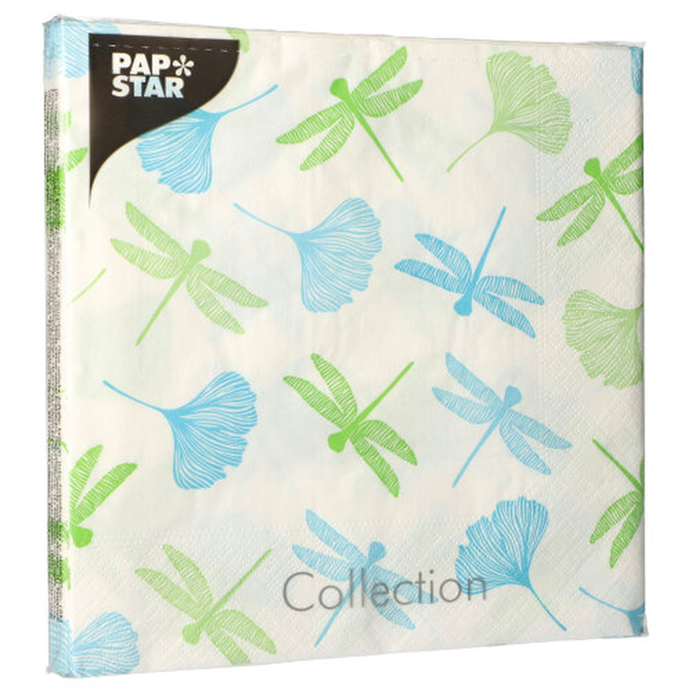 Papstar Servietten, 3-lagig 1/4-Falz 40 cm x 40 cm grün "Ginko"