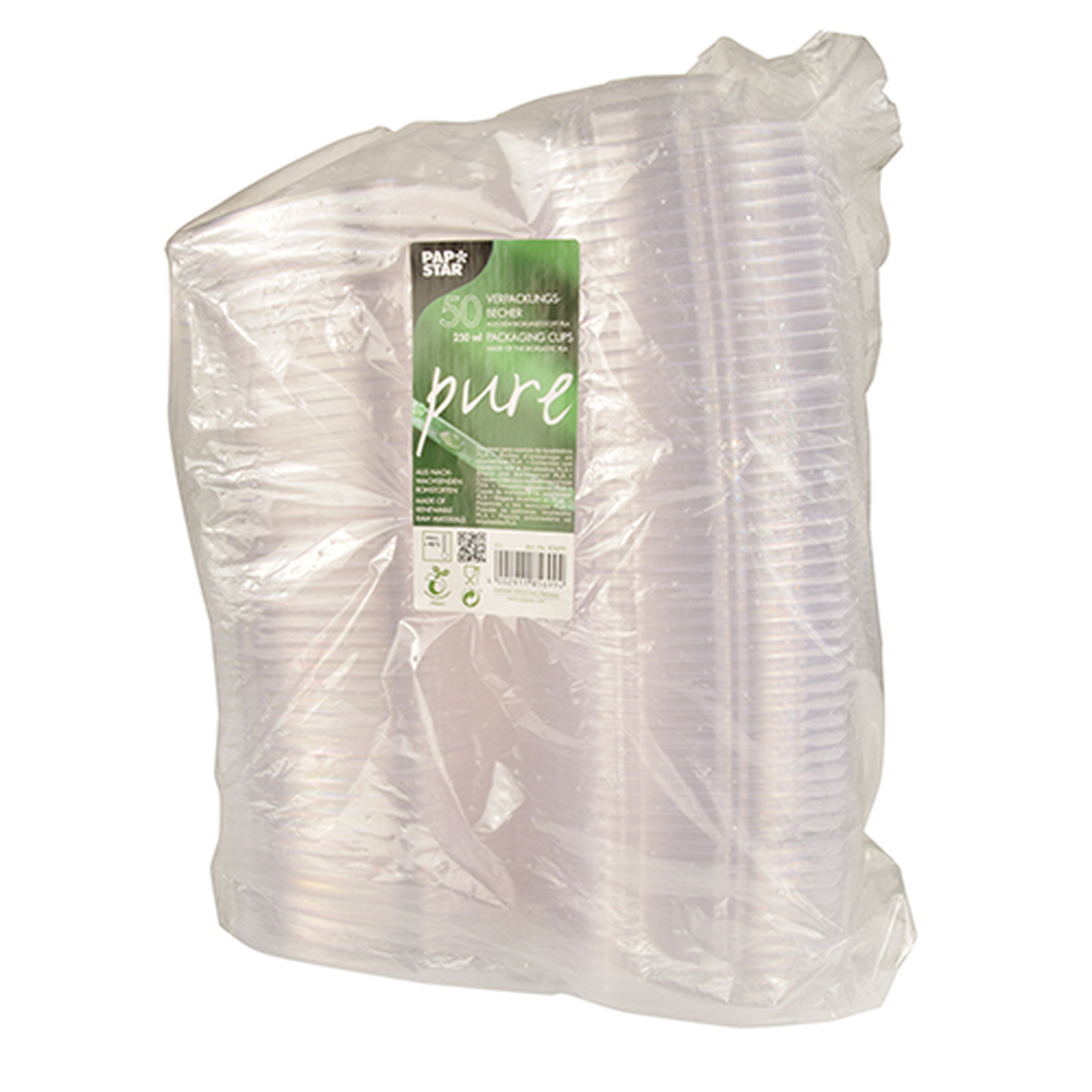 PAPSTAR Feinkost- und Salatschalen mit Klappdeckeln, PLA pure 250 ml 3,1 cm