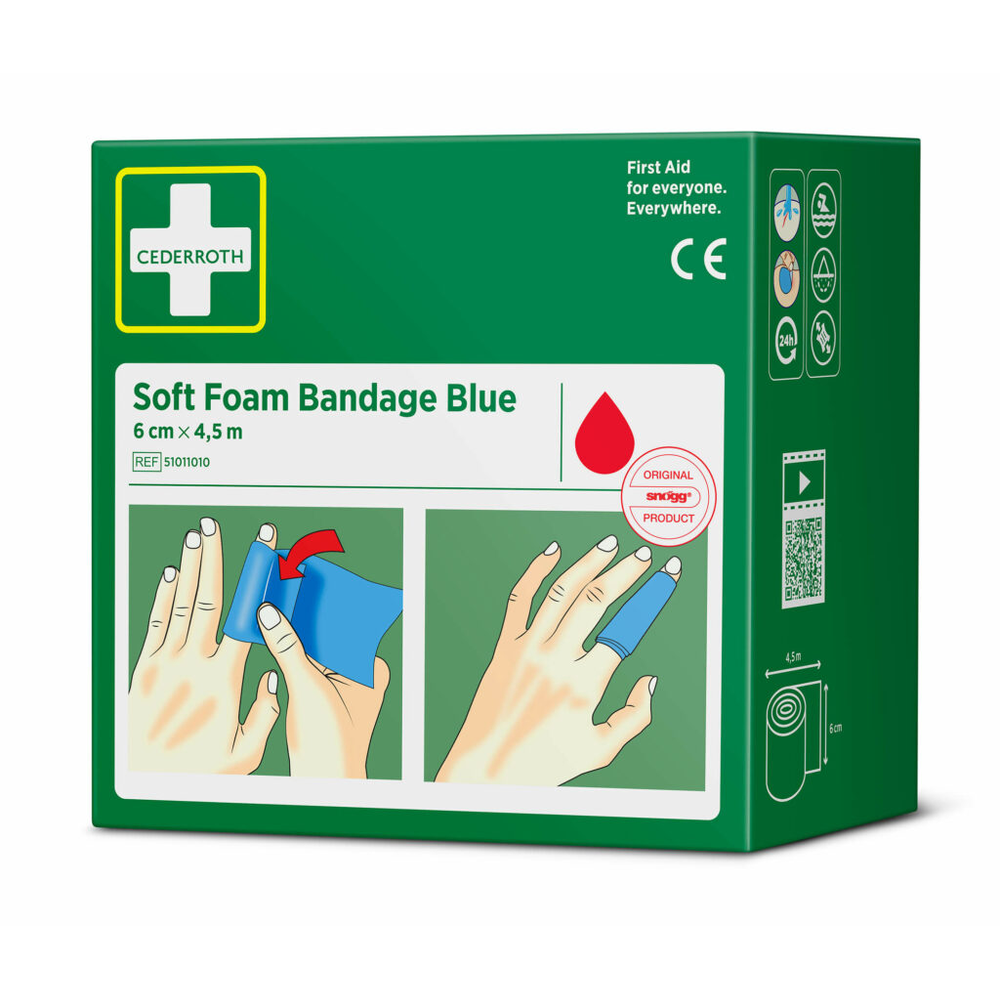 Papstar "Cederroth" Soft Foam Bandage 4,5 m x 6 cm blau , Refill