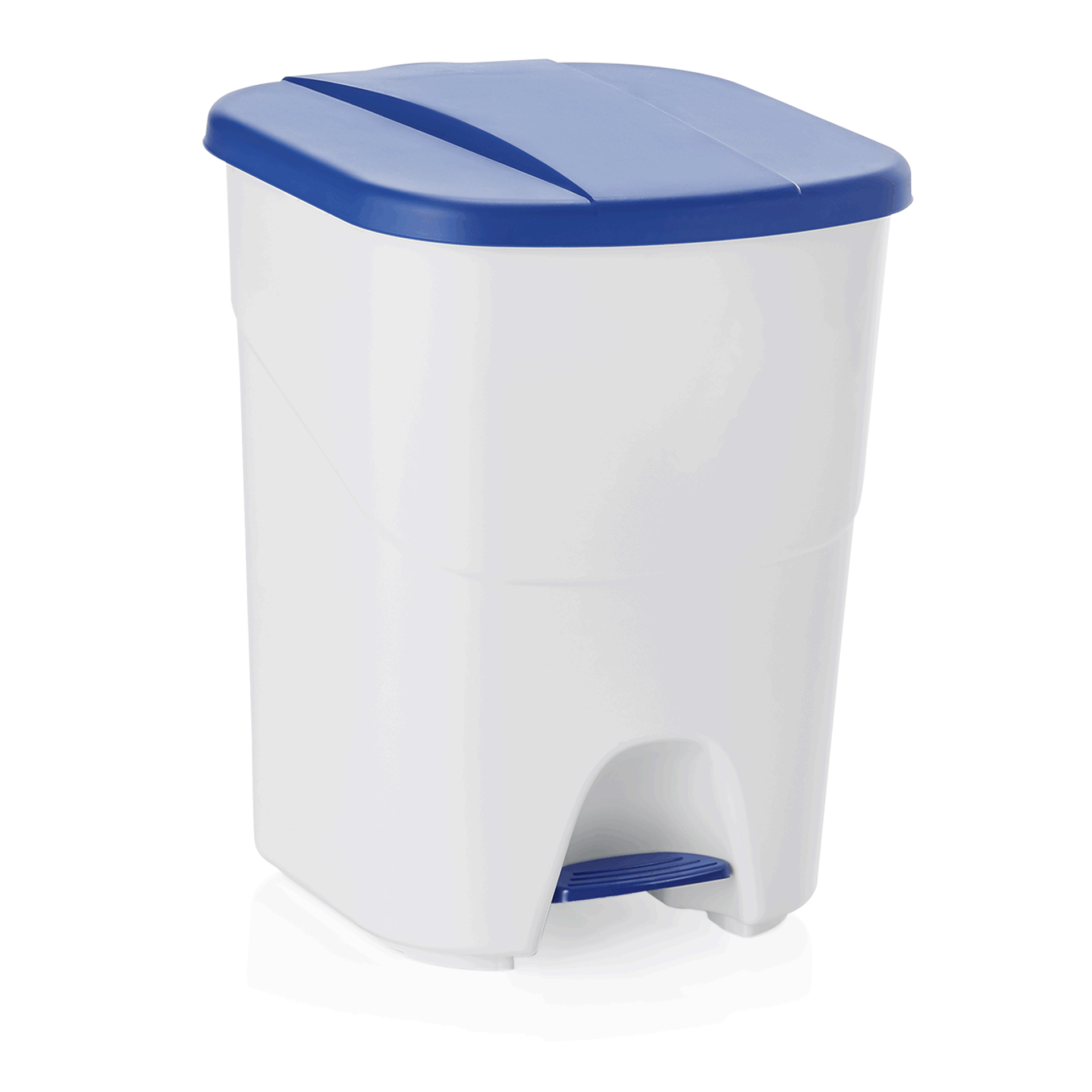 WAS Tretabfallbehälter mit blauem Deckel, 40 ltr., 35 x 38,5 x 45,5 cm, Polyprop