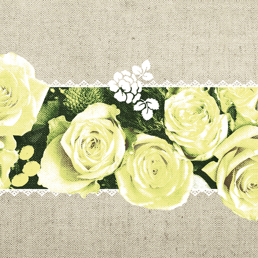 Mank Serviette Lovely Roses gelb 40 x 40 cm 1/4 Falz