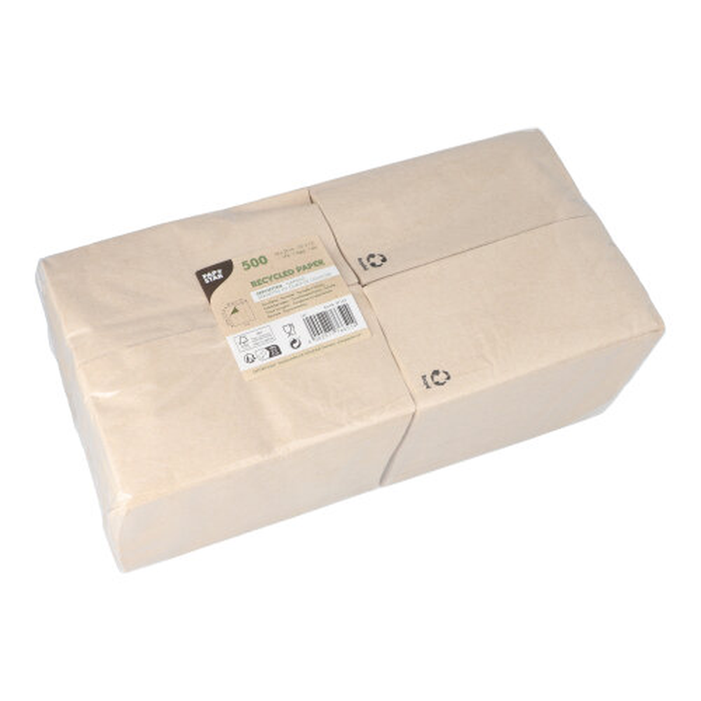 Papstar Servietten, 1-lagig 1/8-Falz 33 cm x 33 cm natur aus recyceltem Papier