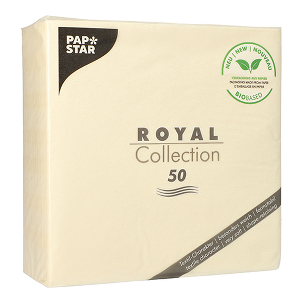 PAPSTAR Servietten ROYAL Collection 1/4-Falz 40 cm x 40 cm champagner in Pa