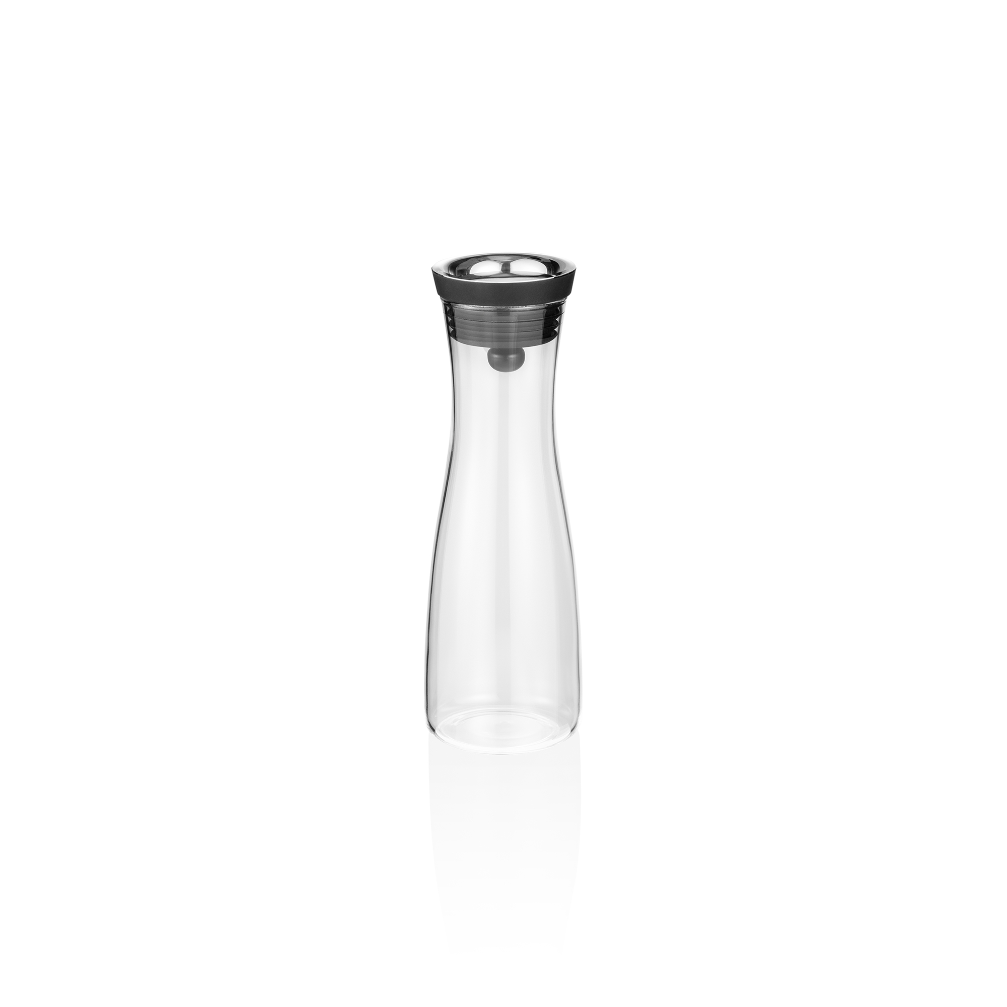 WAS Karaffe, 1,2 ltr., Ø 7,5 cm, Borosilikatglas, Edelstahl, Silikon