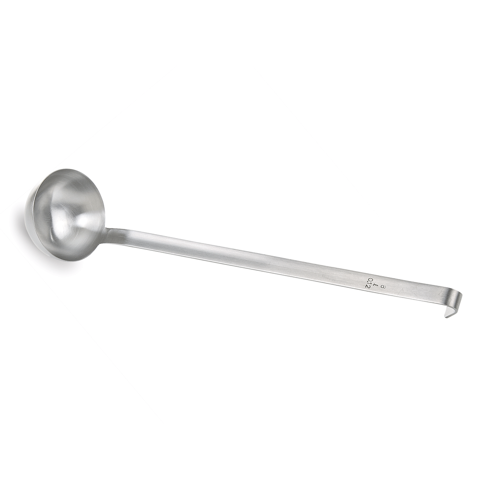 WAS Schöpfkelle, fugenloser Hakenstiel, Ø 12 cm, 43 cm, Chromnickelstahl