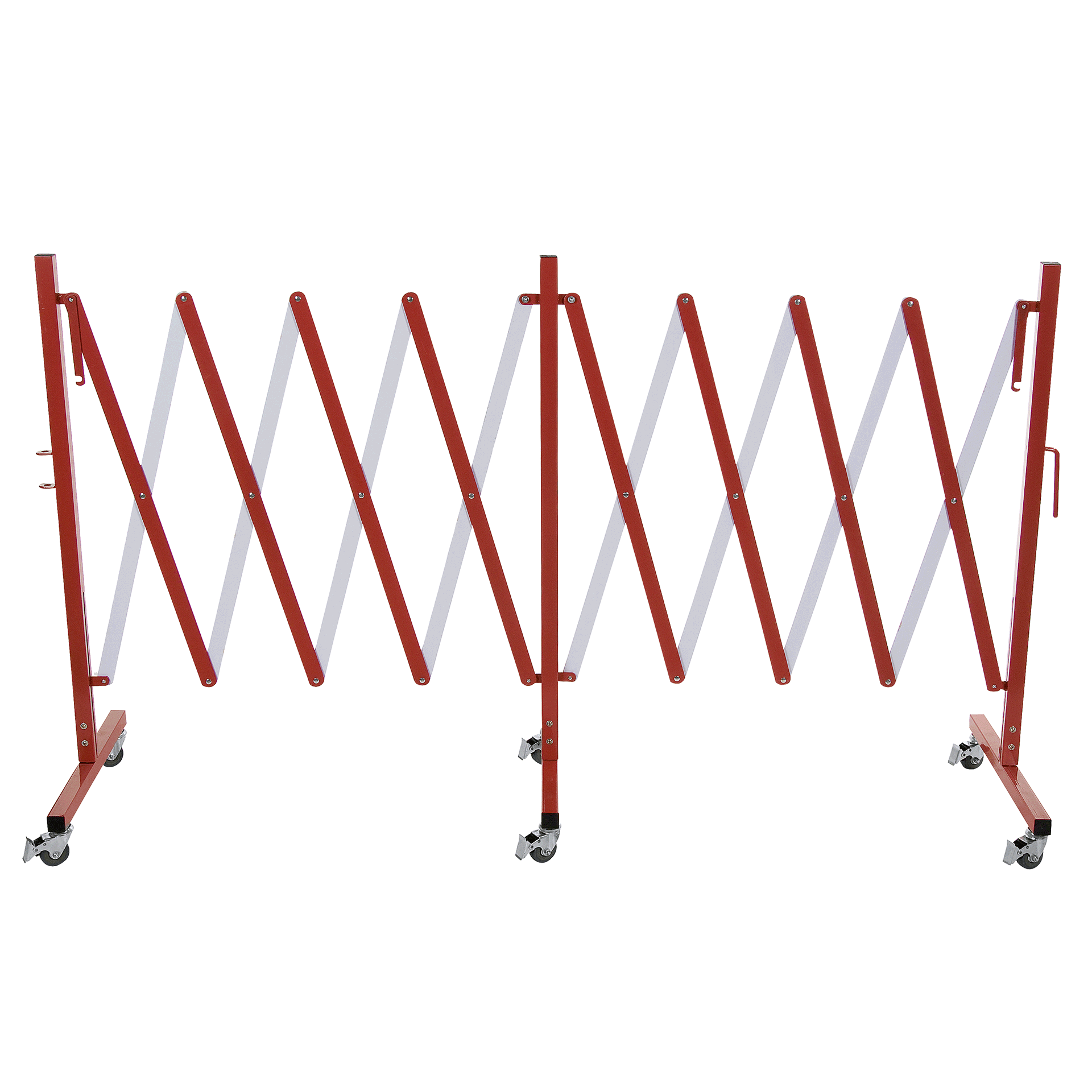 WAS Mobile Scherensperre mit 6 Rollen, 400 x 100 cm, rot/weiß, Aluminium