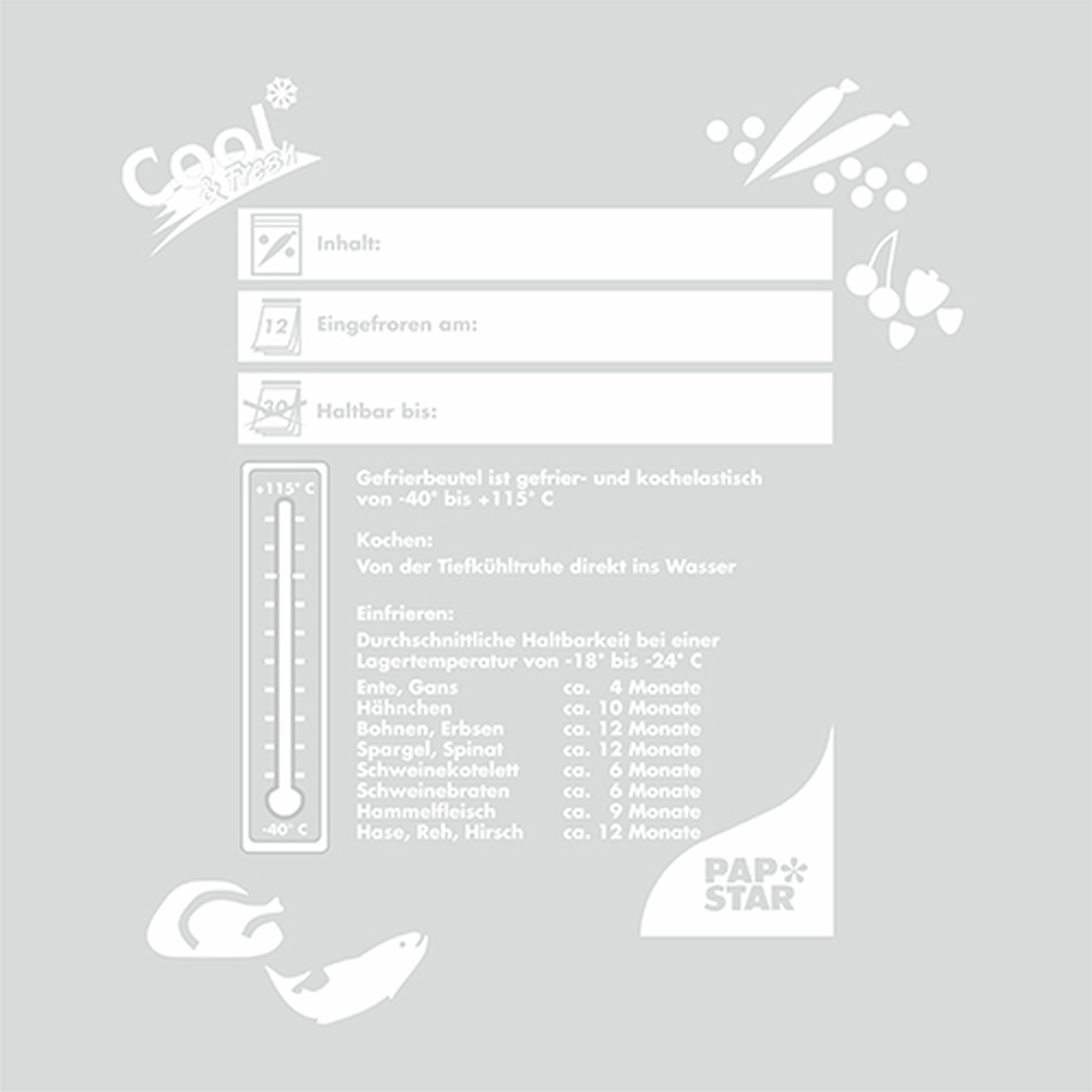 Papstar Gefrierbeutel, LLDPE 4 l 40 cm x 25 cm transparent in Faltschachtel
