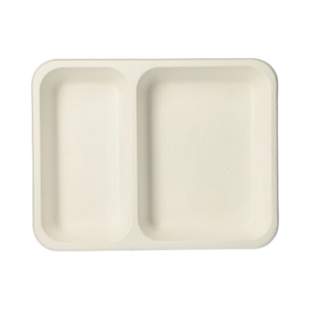Papstar Siegelschalen Zuckerrohr 2-geteilt 850 ml 3 cm x 17,5 cm x 22,5 cm weiss