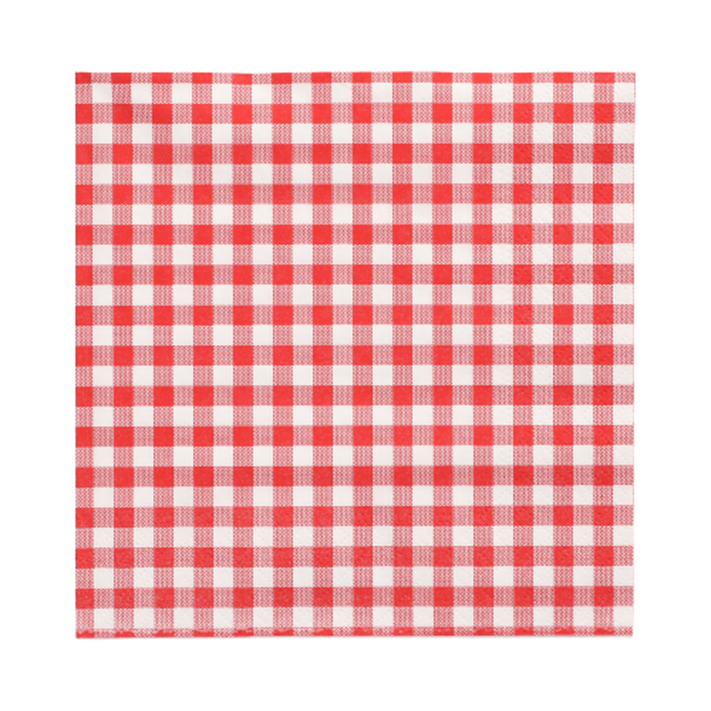 Papstar Servietten, 3-lagig 1/4-Falz 33 cm x 33 cm rot "Vichy Karo"