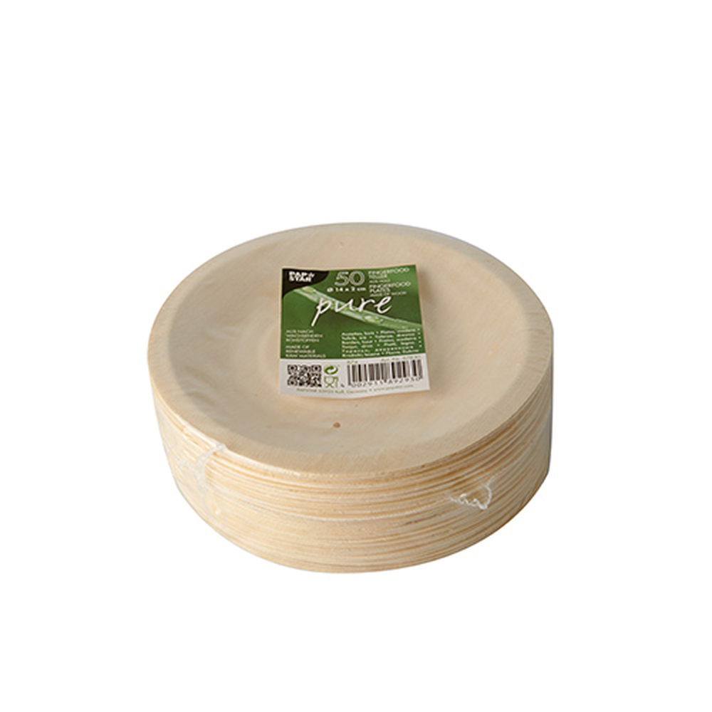 Papstar Fingerfood - Teller, Holz "pure" rund Ø 14 cm · 2 cm
