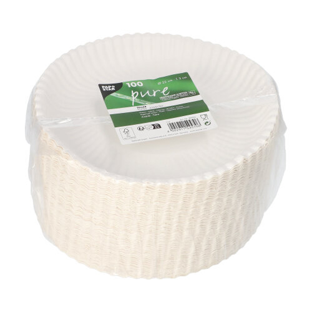 Papstar Teller tief, Pappe "pure" rund Ø 22 cm · 3 cm